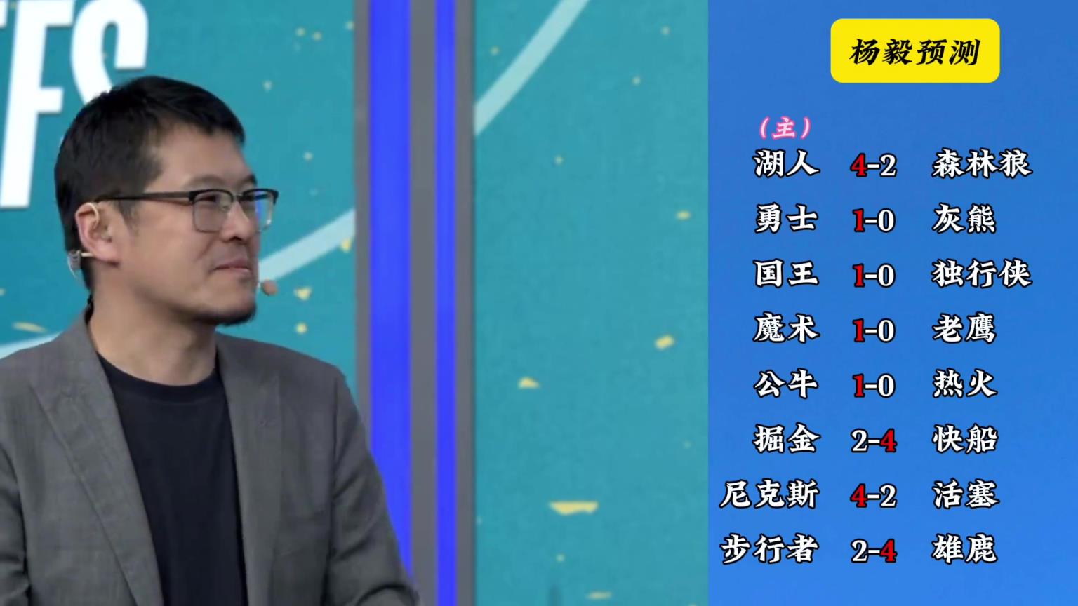 明燈來(lái)了！看看楊毅的季后賽預(yù)測(cè)：湖人4-2狼 快船4-2掘金